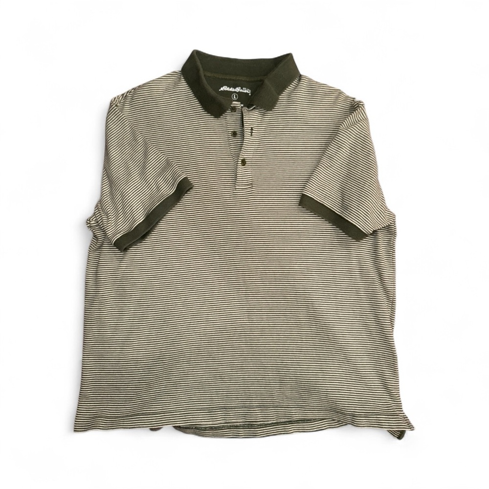 Eddie Bauer Men's Polo Shirt Size L Large Striped 100% Cotton Vintage 2009